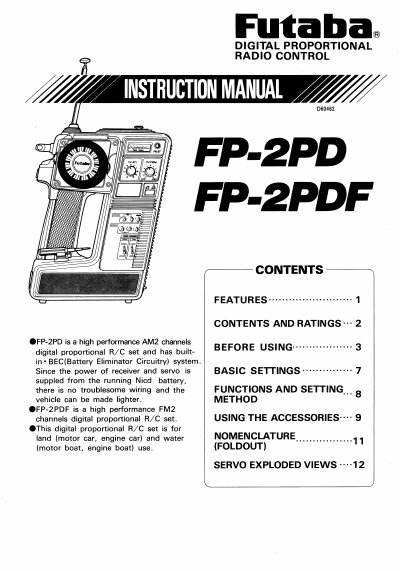 Futaba FP-2PD/FP-2PDF Digital Proportional R/C Set User Manual - cover page