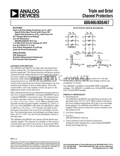 Analog Devices ADG466/ADG467 Datasheet - cover page