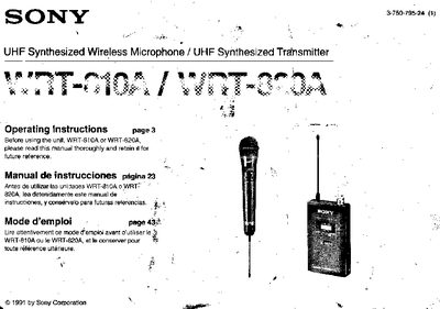 Sony WRT-810A/WRT-820A User Manual - cover page