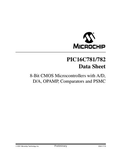 Microchip PIC16C781/782 Datasheet - cover page