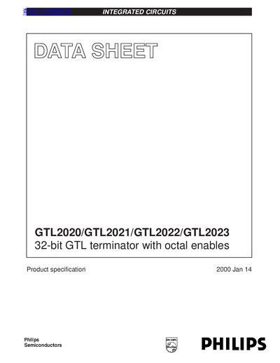 PHILIPS GTL2020/GTL2021/GTL2022/GTL2023 32-bit GTL terminator with octal enables handbook - cover page