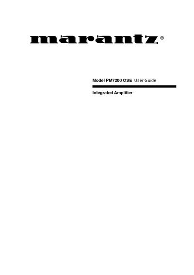 Marantz PM7200 OSE User Manual - cover page
