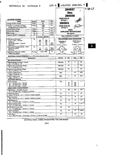 Motorola 2N4937-2N4939 Datasheet - cover page