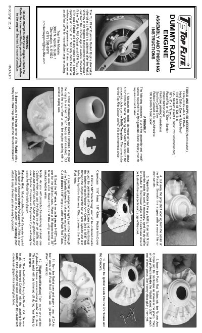 Top Flite RADIAL01 Dummy Radial Engine Assembly Instructions - cover page