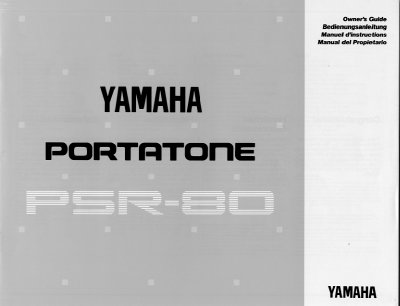 Yamaha PSR-80 Portatone Owner's Guide - cover page