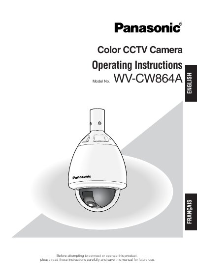 Panasonic WV-CW864A Color CCTV Camera Operating Instructions