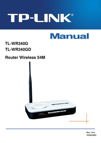 TP-Link TL-WR340G/TL-WR340GD Wireless Router 54Mbps User Guide