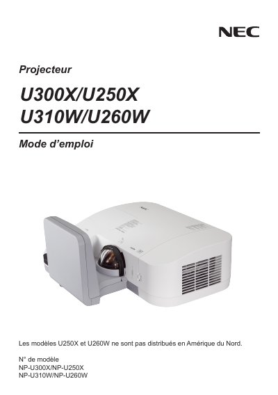 NEC U300X/U250X/U310W/U260W Projector User Manual - cover page