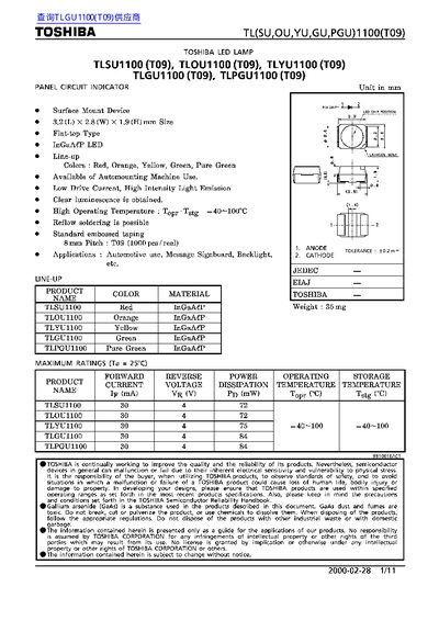 TOSHIBA TLSU1100(T09) TLOU1100(T09) TLYU1100(T09) TLGU1100(T09) TLPGU1100(T09) handbook(1)(1) - cover page