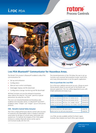 Rotork CVA Actuator and i.roc PDA Product Leaflet - cover page