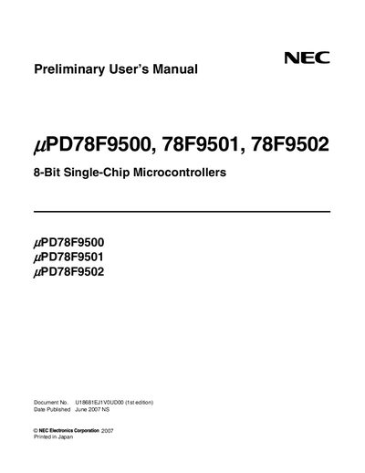 NEC PD78F9500/78F9501/78F9502 User Manual - cover page