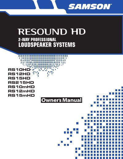 SAMSON RS10HD RS12HD RS15HD RS215HD RS10mHD RS12mHD RS15mHD user manual - cover page