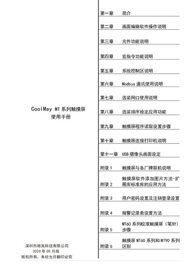 CoolMay MT Series Touch Screen User Manual