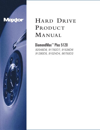 Maxtor DiamondMax Plus 5120 Hard Drive Product Manual - cover page