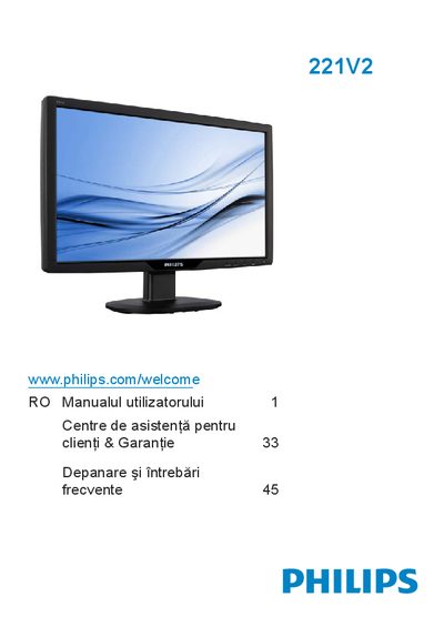 Philips 221V2 Monitor User Manual - cover page