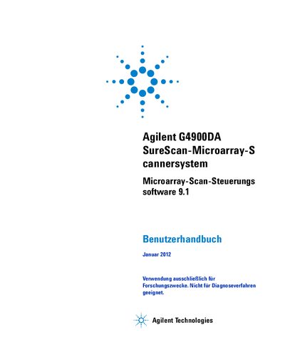 Agilent G4900DA SureScan Microarray Scanner System User Manual - cover page
