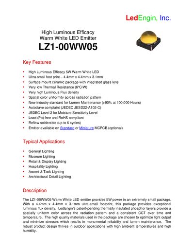 LedEngin LZ1-00WW05 Datasheet - cover page