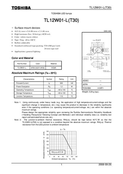 Toshiba TL12W01-L(T30) Datasheet - cover page