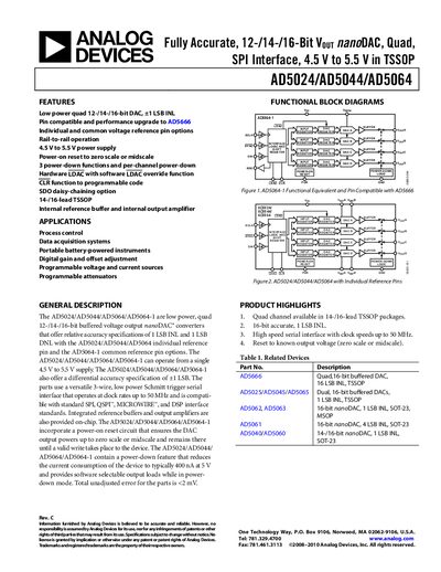 Analog Devices AD5024/AD5044/AD5064 Handbook - cover page