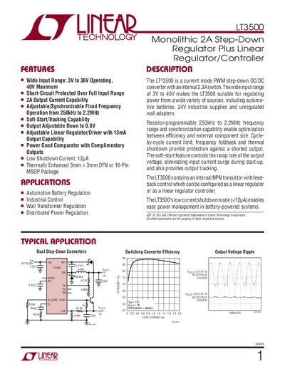 Linear Technology LT3500 Datasheet - cover page