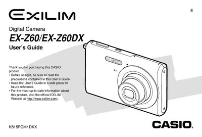 Casio EX-Z60 Digital Camera User's Guide - cover page