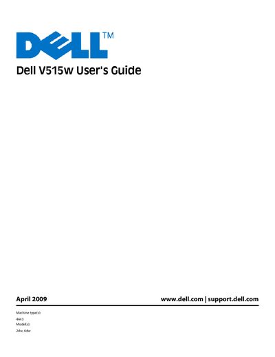 Dell V515w User Manual - cover page