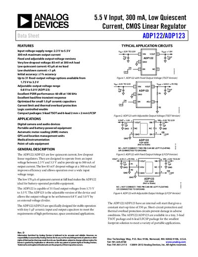 Analog Devices ADP122/ADP123 Linear Regulator Handbook - cover page