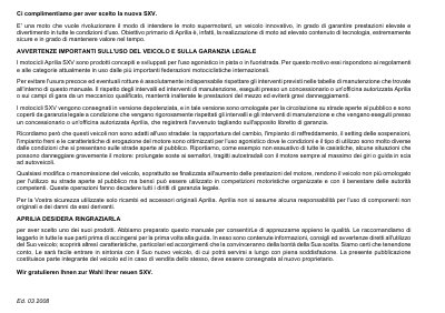 Aprilia SXV 450-550 Owner's Manual - cover page