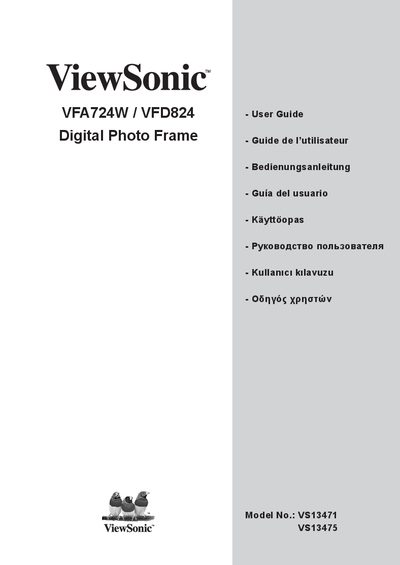 ViewSonic VFA724W / VFD824 Digital Photo Frame User Guide - cover page