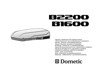 Dometic B1600/B2200 Air Conditioner Operation, Maintenance and Installation Manual - cover page