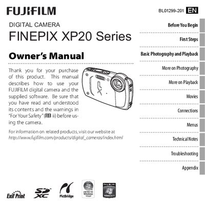 Fujifilm XP20 Series Camera User Manual - cover page