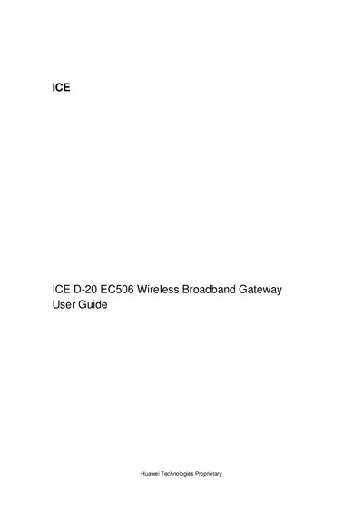 Huawei ICE D-20 EC506 Wireless Broadband Gateway User Guide - cover page