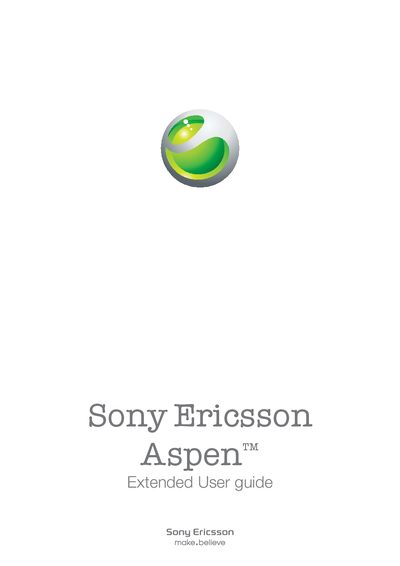 Sony Ericsson Aspen Extended User Guide - cover page