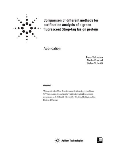 Agilent 2100 Bioanalyzer Protein 200 Assay Application Note - cover page
