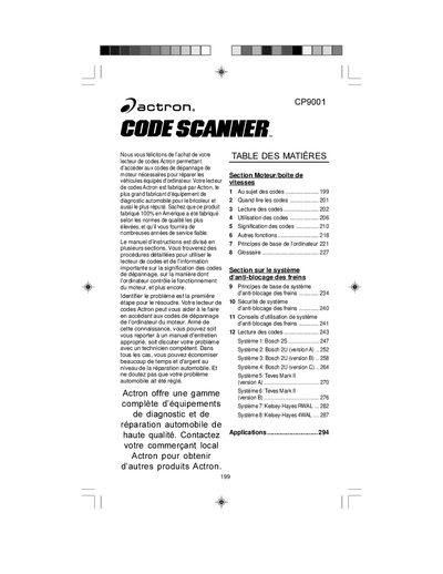 Actron CP9001 Code Scanner User Manual