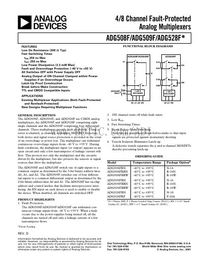 Analog Devices ADG508F/ADG509F/ADG528F Datasheet - cover page