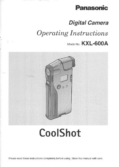 Panasonic KXL-600A Digital Camera Operating Instructions - cover page