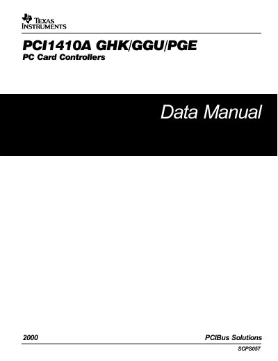Texas Instruments PCI1410A Data Manual - cover page