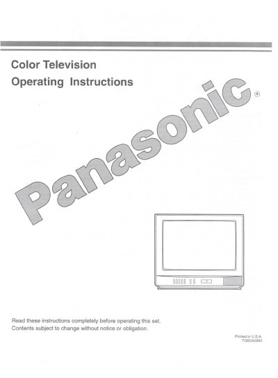 Panasonic TQB2A0885 Color Television Operating Instructions - cover page