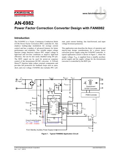 Fairchild Semiconductor FAN6982 Power Factor Correction Converter Design Application Note - cover page