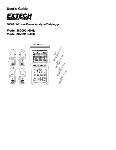 Extech 382090/382091 1000A 3-Phase Power Analyzer User's Guide