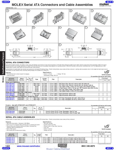 Molex Serial ATA Connectors and Cable Assemblies Product Leaflet - cover page