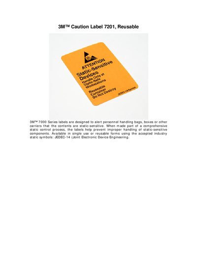 3M Caution Label 7201 Manual - cover page
