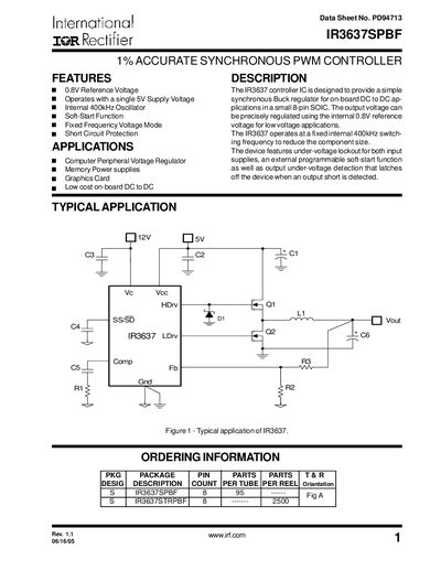 International Rectifier IR3637SPBF Datasheet - cover page