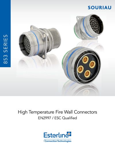 Souriau 853 SERIES High Temperature Fire Wall Connectors Catalog - cover page