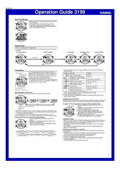 Casio 3199 Operation Guide - cover page