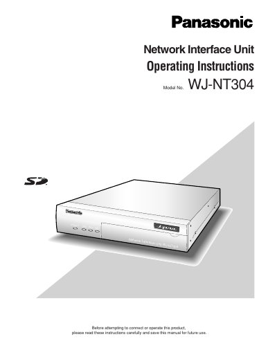 Panasonic WJ-NT304 Network Interface Unit Operating Instructions - cover page