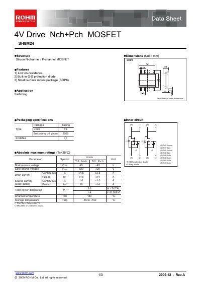 ROHM SH8M24 Datasheet - cover page