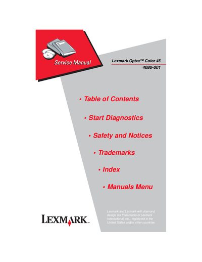 Lexmark Optra Color 45 Service Manual - cover page