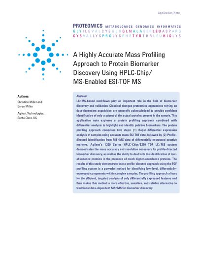 Agilent 1200 Series HPLC-Chip/6210 TOF LC/MS Application Note - cover page